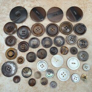Vintage Button Lot Brown Neutral Mixed Sizes Styles Sewing Crafts